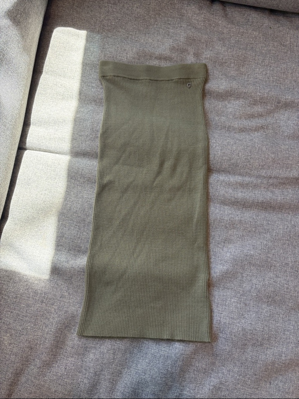 Guess Olive Green Ribbed Midi Skirt